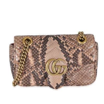 Gucci Pink Python Matelasse Mini GG Marmont Bag