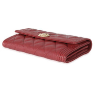 Chanel Burgundy Quilted Caviar Boy Flap Wallet
