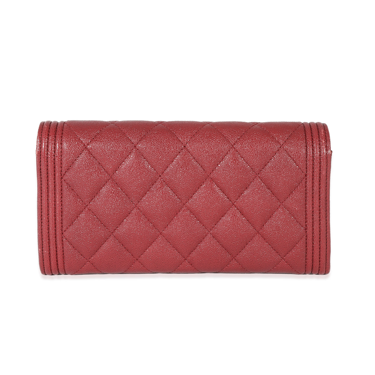 Chanel Burgundy Quilted Caviar Boy Flap Wallet