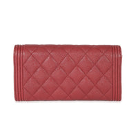 Chanel Burgundy Quilted Caviar Boy Flap Wallet