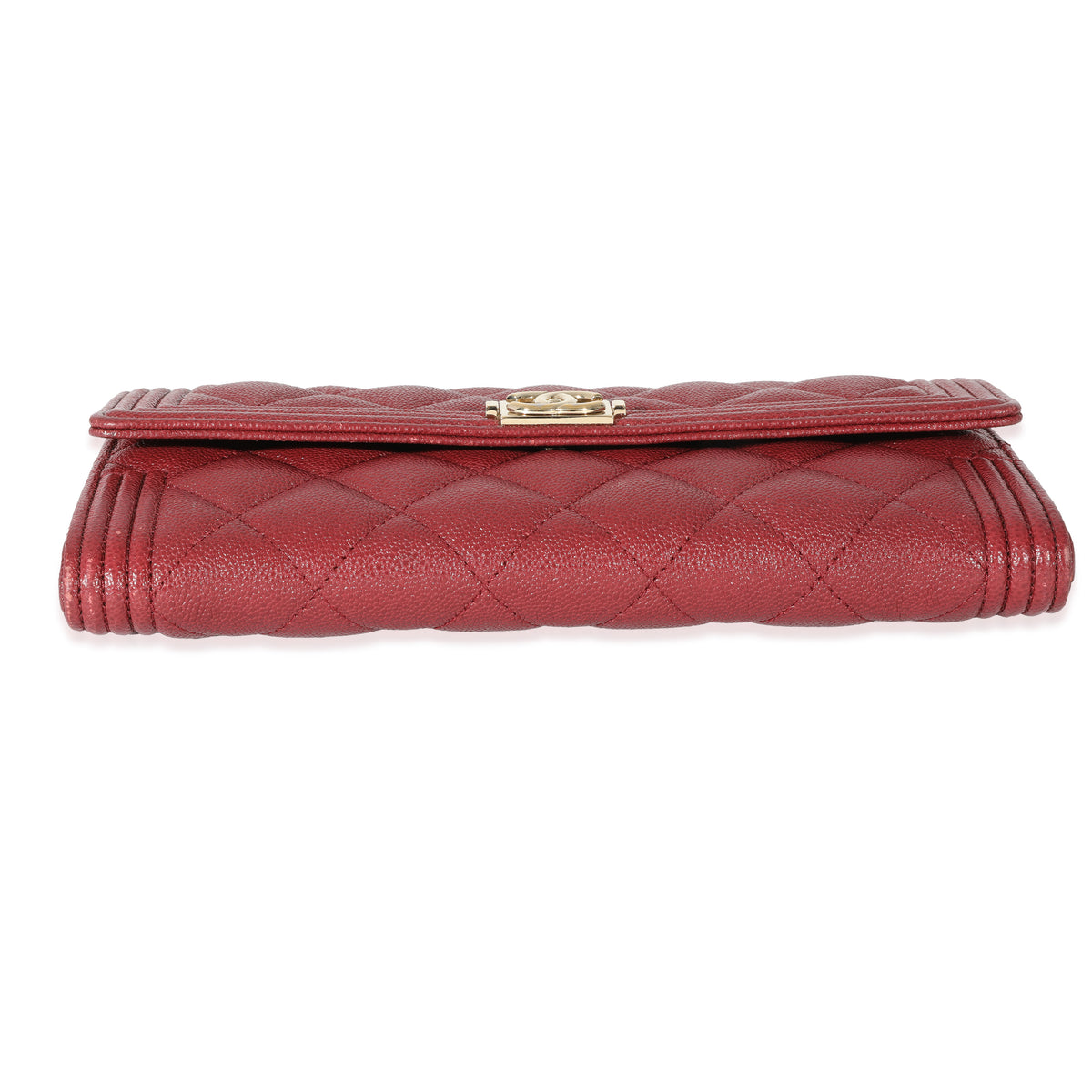 Chanel Burgundy Quilted Caviar Boy Flap Wallet