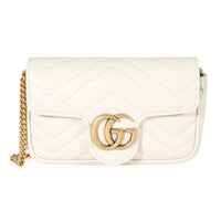 Gucci White Leather Super Mini Marmont