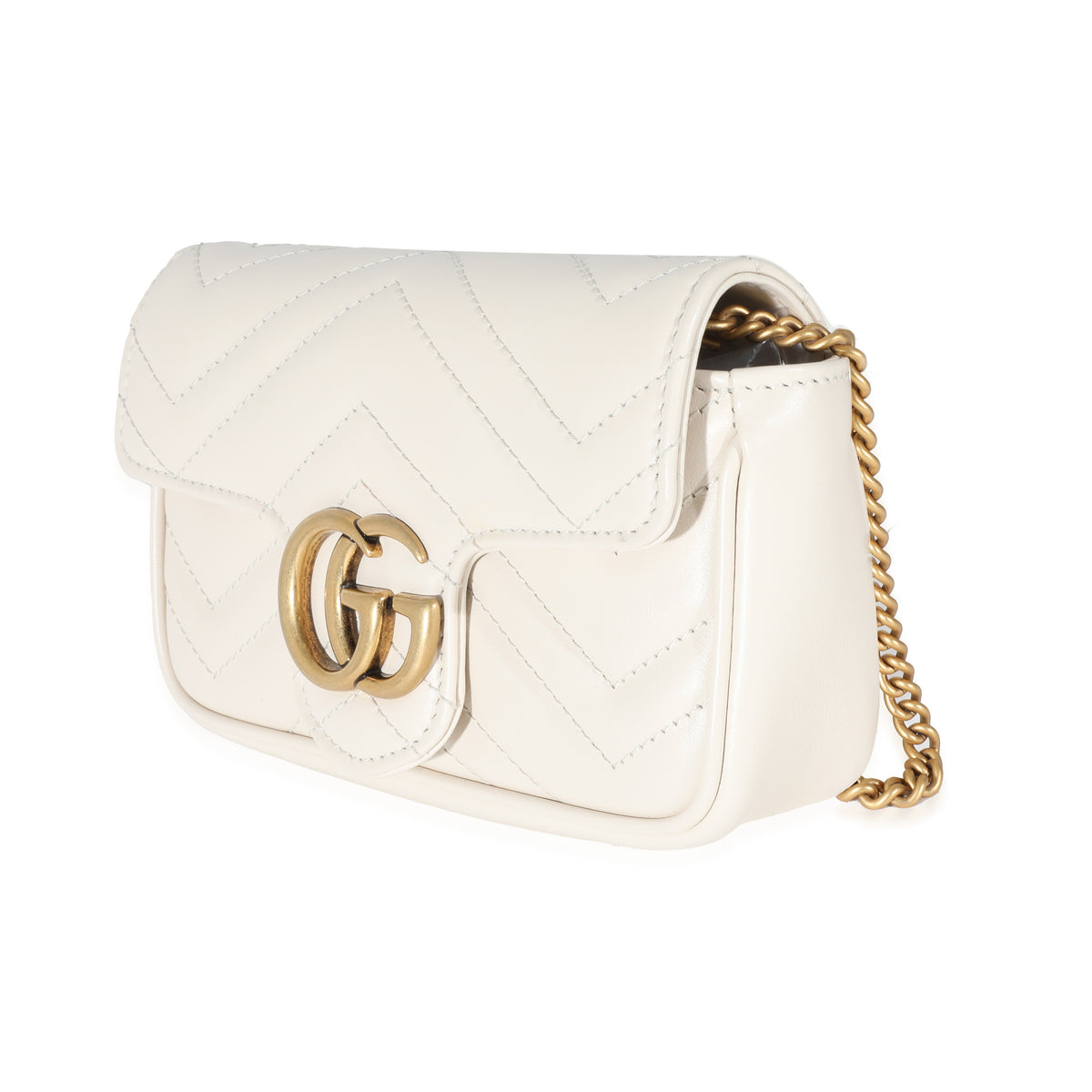 Gucci White Leather Super Mini Marmont