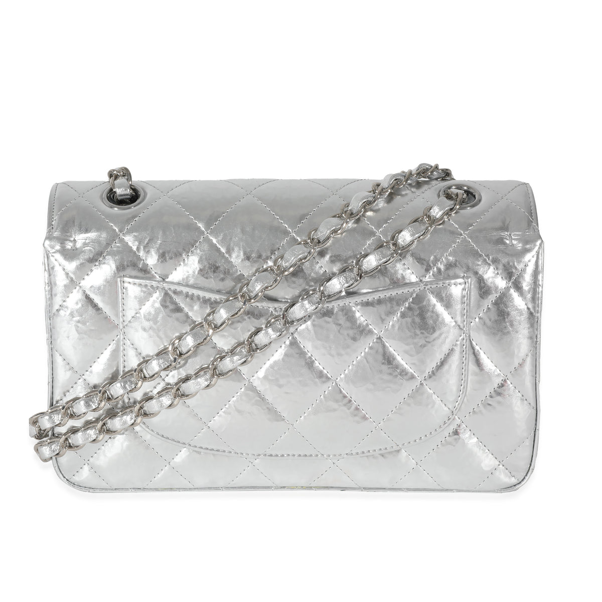 Chanel Silver Hammered Metallic Calfskin Small Classic Double Flap