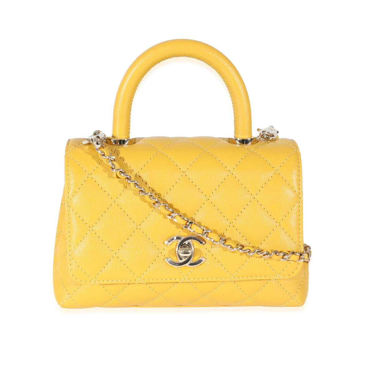 Chanel Yellow Caviar Extra Mini Coco Top Handle