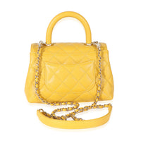 Chanel Yellow Caviar Extra Mini Coco Top Handle