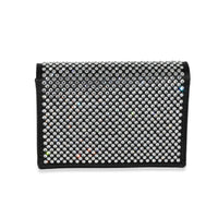 Prada Black Satin Crystal Card Holder With Chain