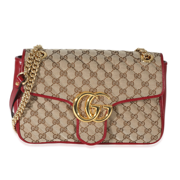 Gucci GG Supreme Horsebit 1955 Small Shoulder Bag Beige Mystic Red