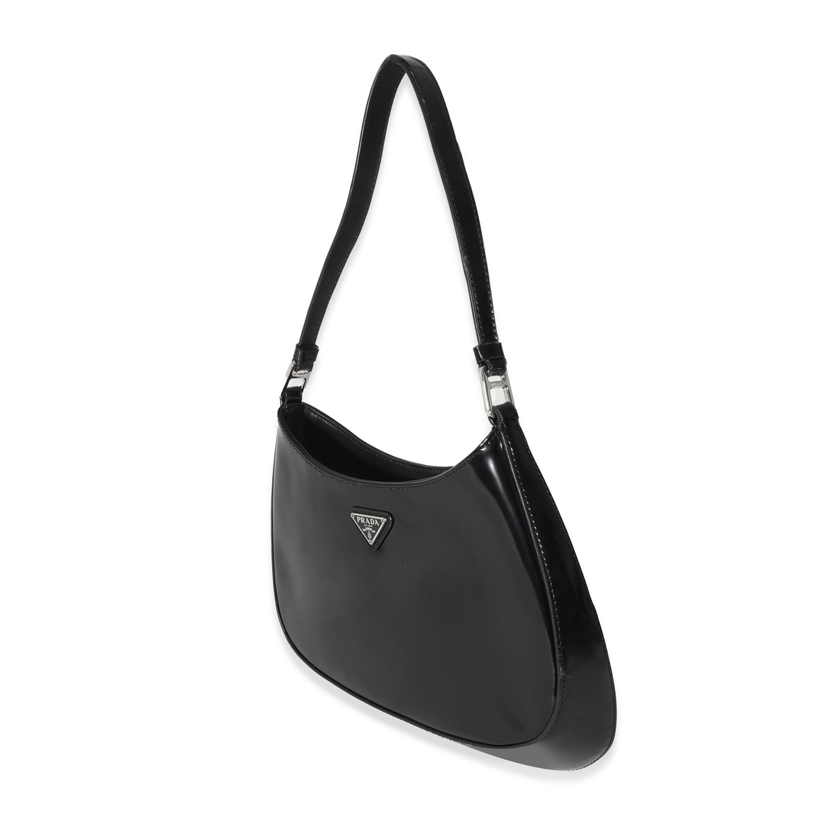 Prada Black Brushed Leather Cleo Bag