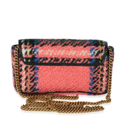 Gucci Pink Multicolored Tweed GG Marmont Super Mini Bag