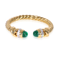 David Yurman Petite Helena Emerald Diamond Ring in 18k Yellow Gold 0.06 CTW