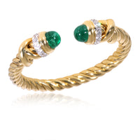 David Yurman Petite Helena Emerald Diamond Ring in 18k Yellow Gold 0.06 CTW