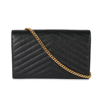 Saint Laurent Black Cassandre Matelasse Envelope Chain Wallet