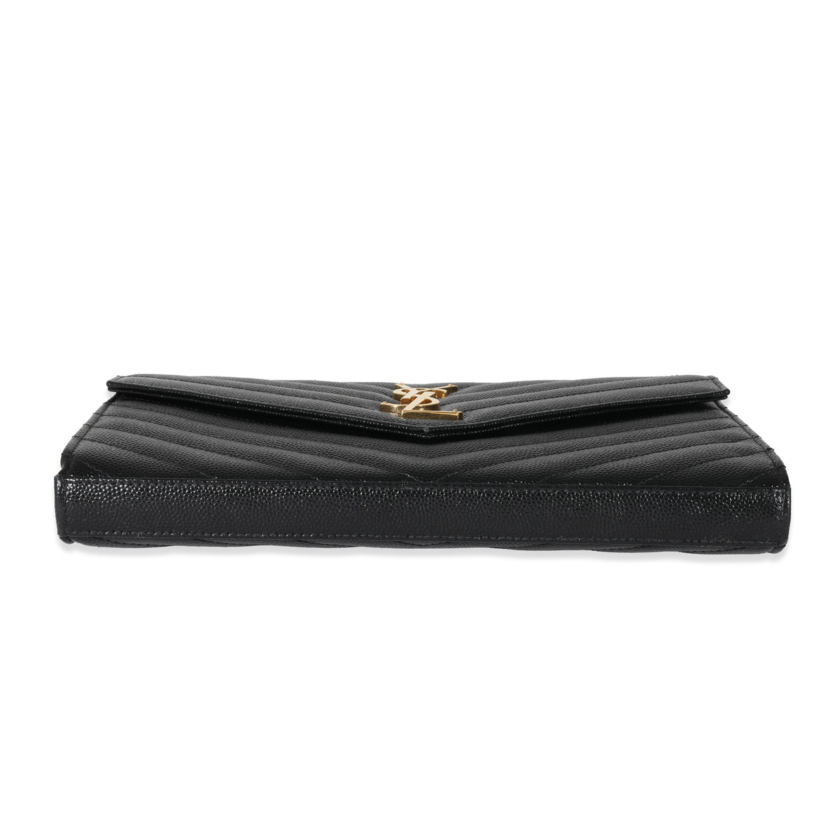 Saint Laurent Black Cassandre Matelasse Envelope Chain Wallet