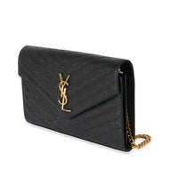 Saint Laurent Black Cassandre Matelasse Envelope Chain Wallet