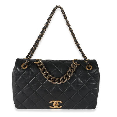 Chanel Black Quilted Calfskin Medium Pondicherry Flap Bag