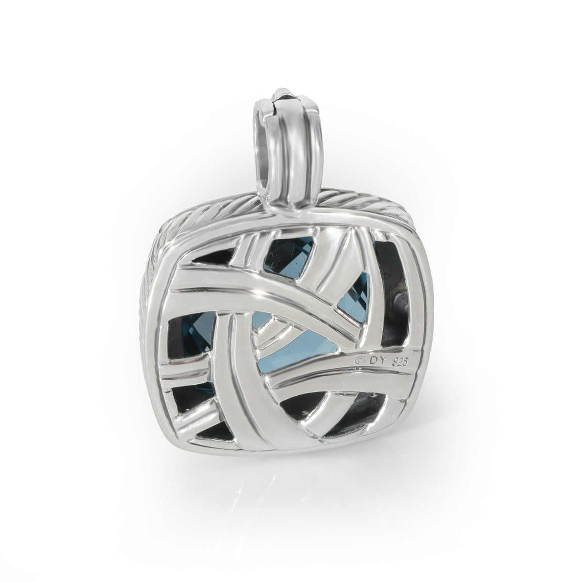 David Yurman Albion Blue Topaz Diamond Enhancer Pendant in Sterling Silver 0.46