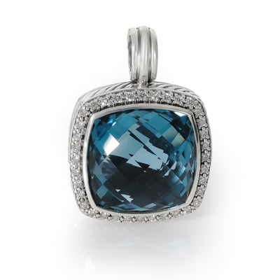 David Yurman Albion Blue Topaz Diamond Enhancer Pendant in Sterling Silver 0.46