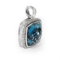 David Yurman Albion Blue Topaz Diamond Enhancer Pendant in Sterling Silver 0.46