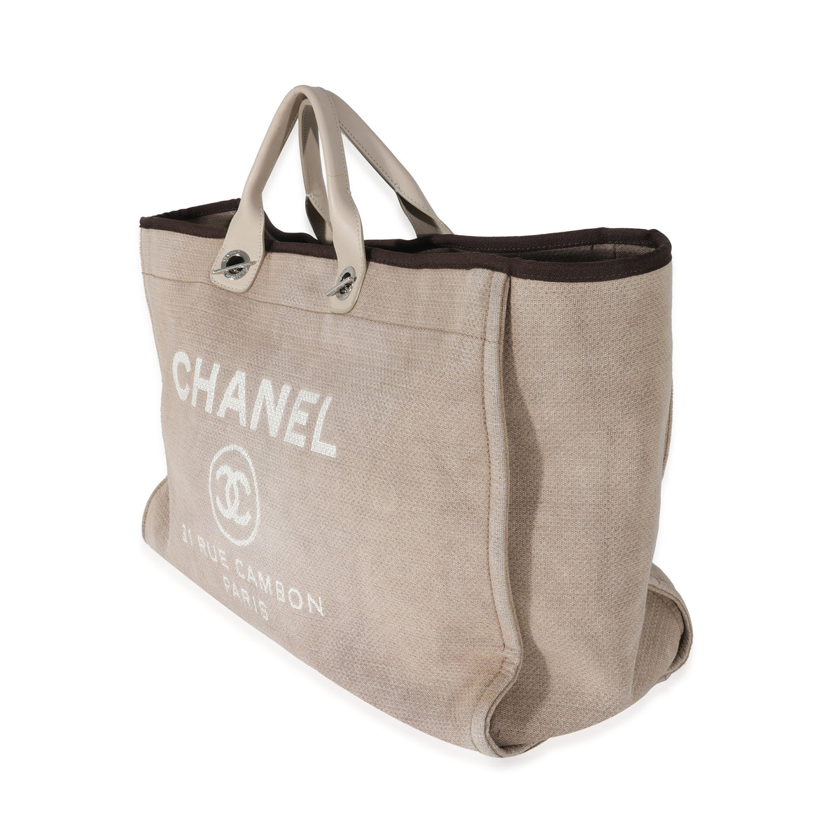 Chanel Deauville Canvas Tote Bag in Beige color