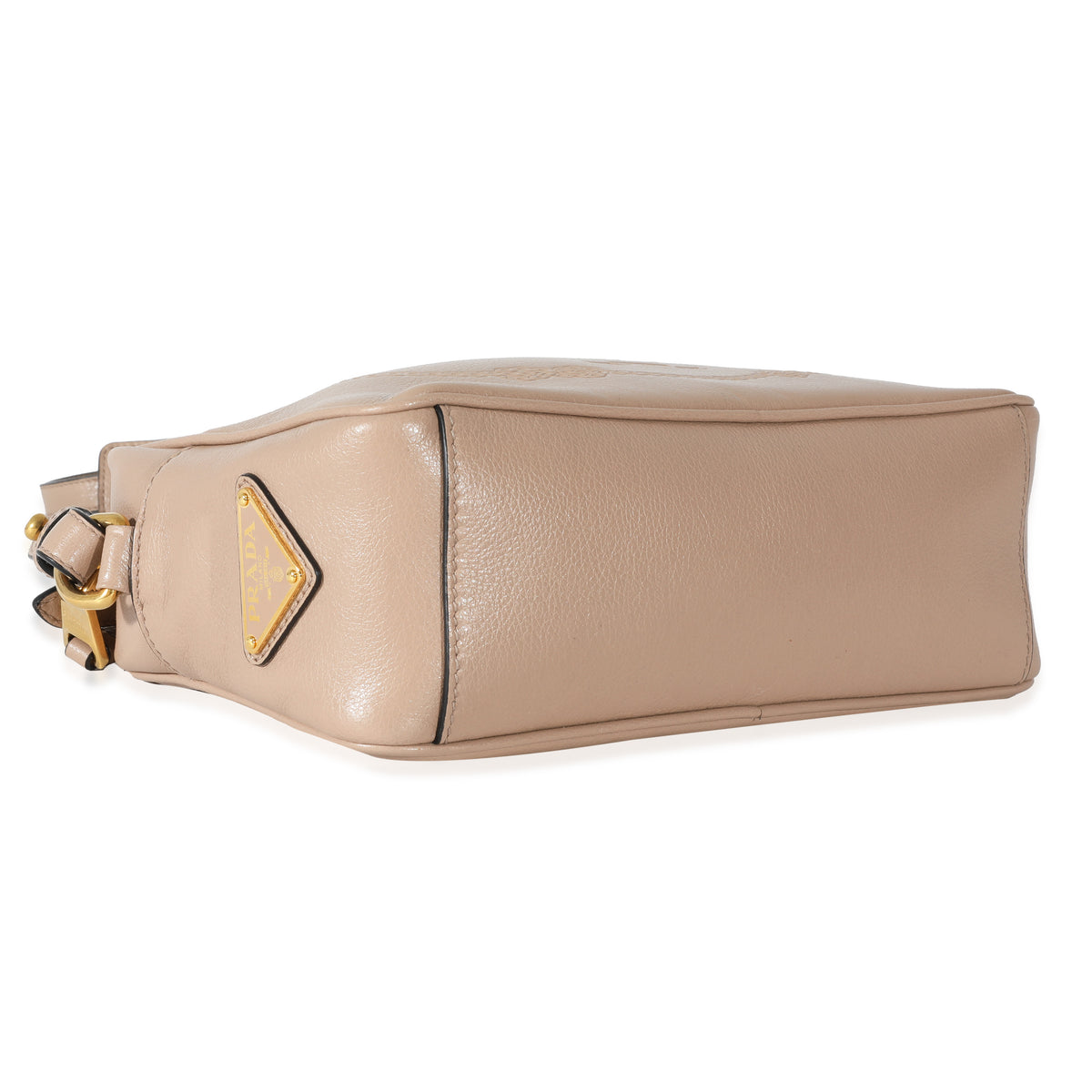 Prada Beige Smooth Leather Logo Embossed Crossbody