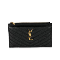 Saint Laurent Black Graine De Poudre Bill Zip Pouch