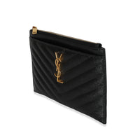 Saint Laurent Black Graine De Poudre Bill Zip Pouch