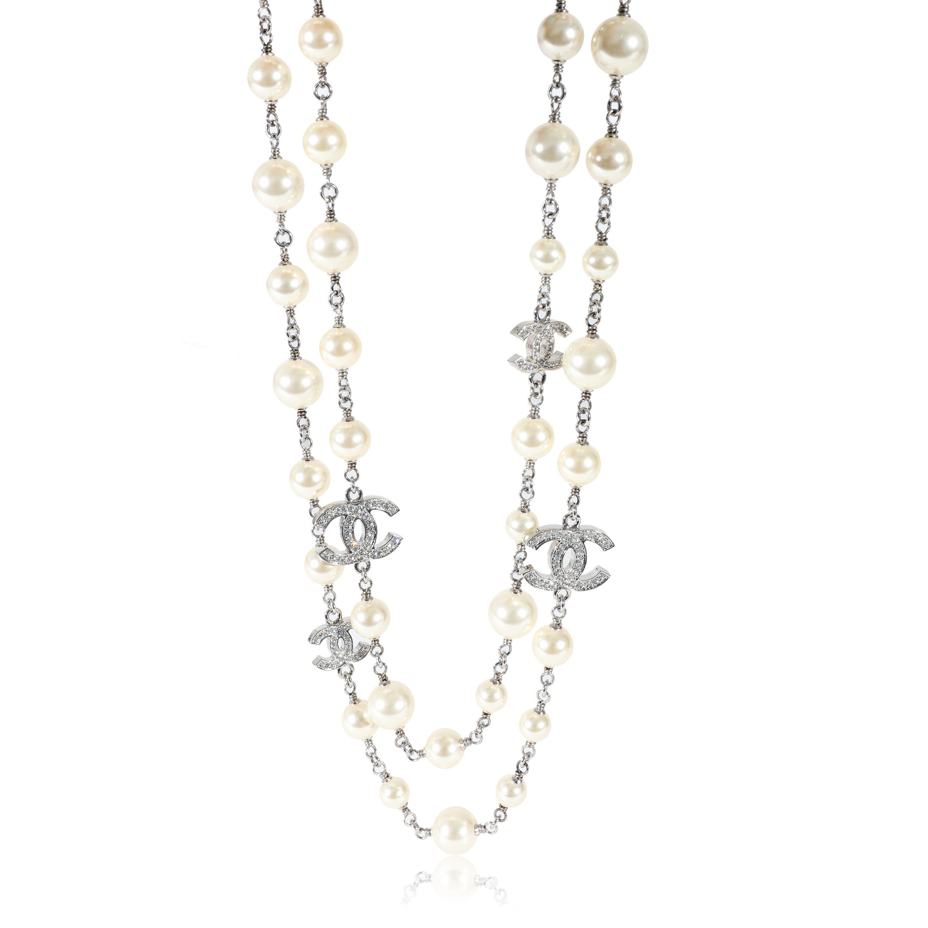 Chanel 2020 CC Necklace With Faux Pearls & Strass
