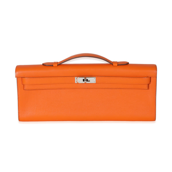 Hermes PHW Kelly Cut Hand Bag Veau Epsom Leather Feu Orange