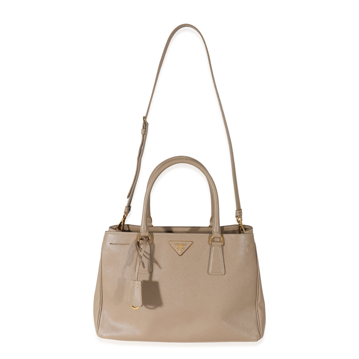 Prada Beige Saffiano Medium Lux Galleria Tote