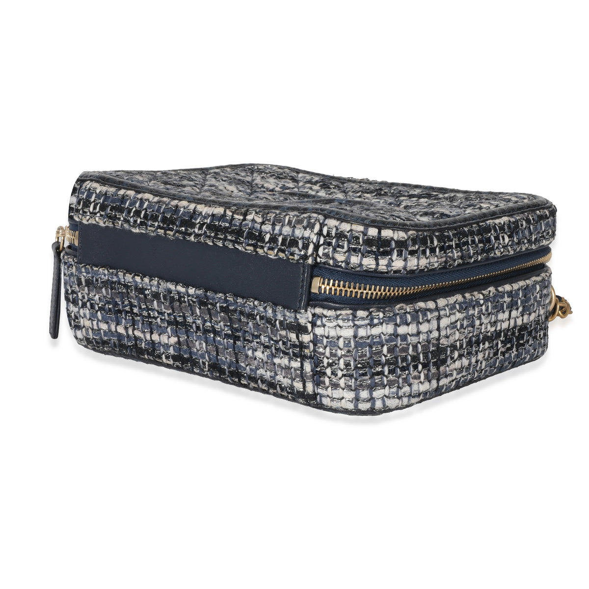 Chanel Navy Tweed Python Filigree Vanity Case