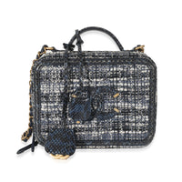 Chanel Navy Tweed Python Filigree Vanity Case