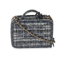 Chanel Navy Tweed Python Filigree Vanity Case