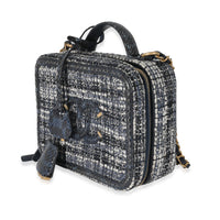 Chanel Navy Tweed Python Filigree Vanity Case