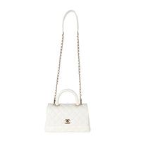 Chanel White Caviar Mini Coco Top Handle