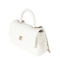 Chanel White Caviar Mini Coco Top Handle