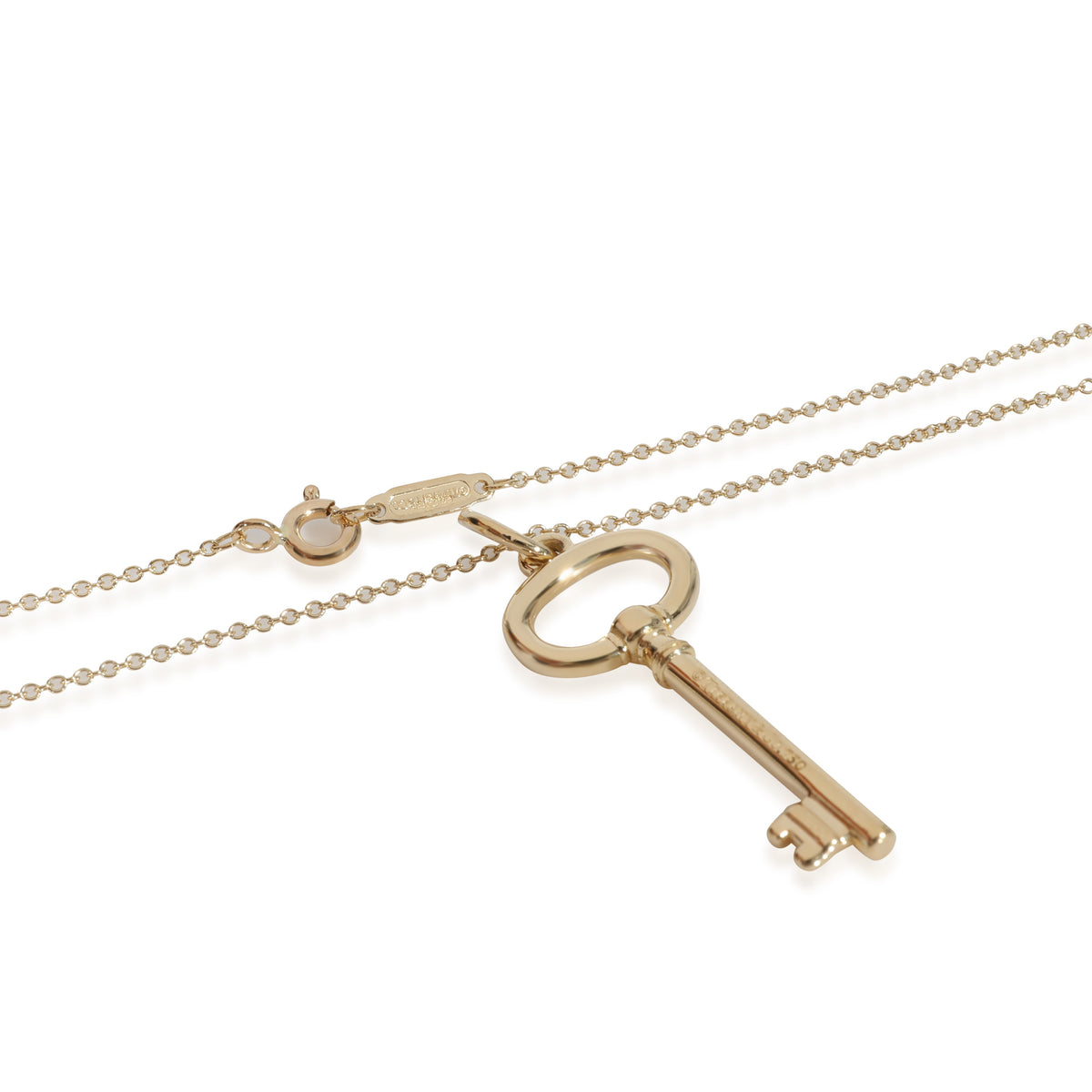 Tiffany & Co 18K Yellow Gold Oval Key Pendant Necklace