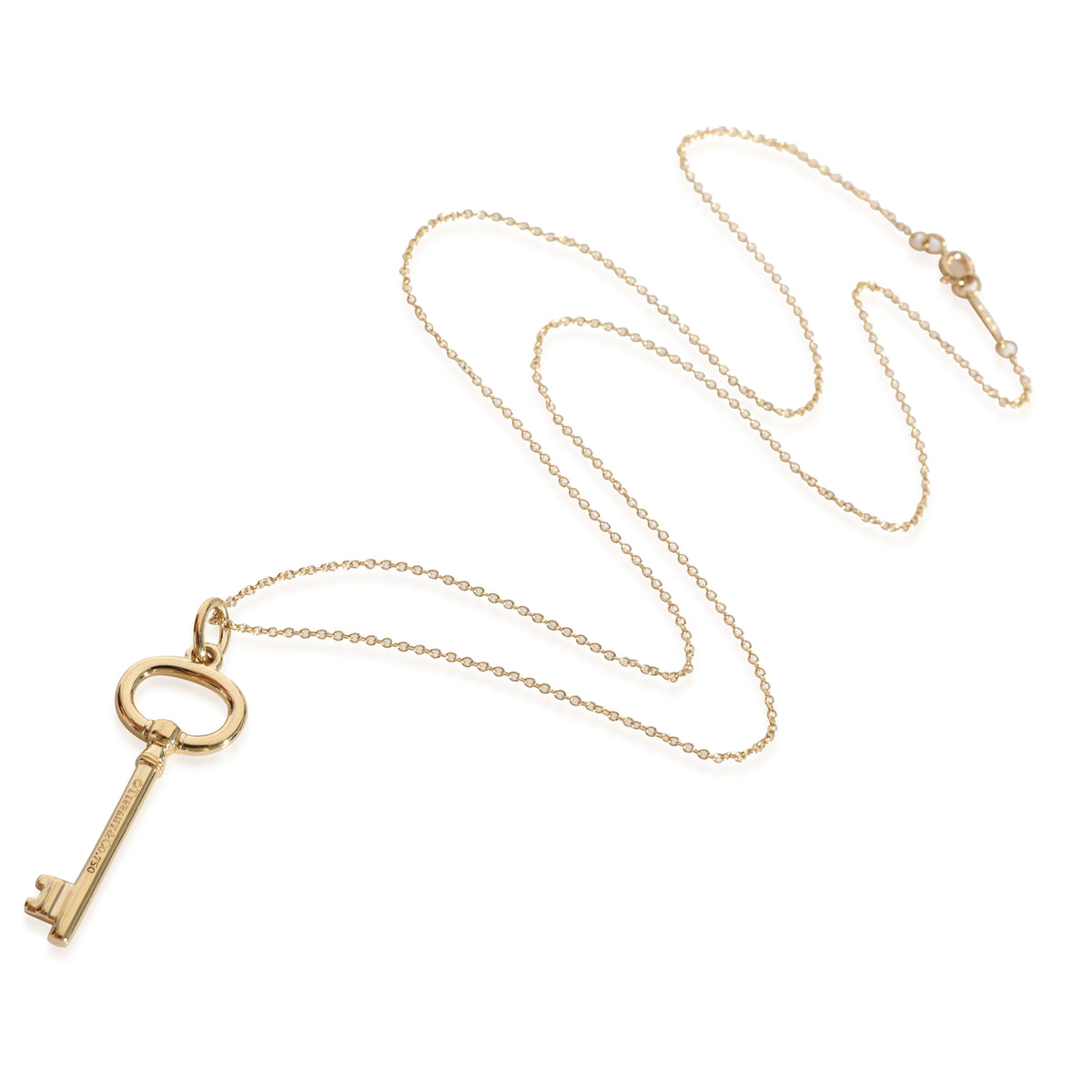 Tiffany & Co 18K Yellow Gold Oval Key Pendant Necklace