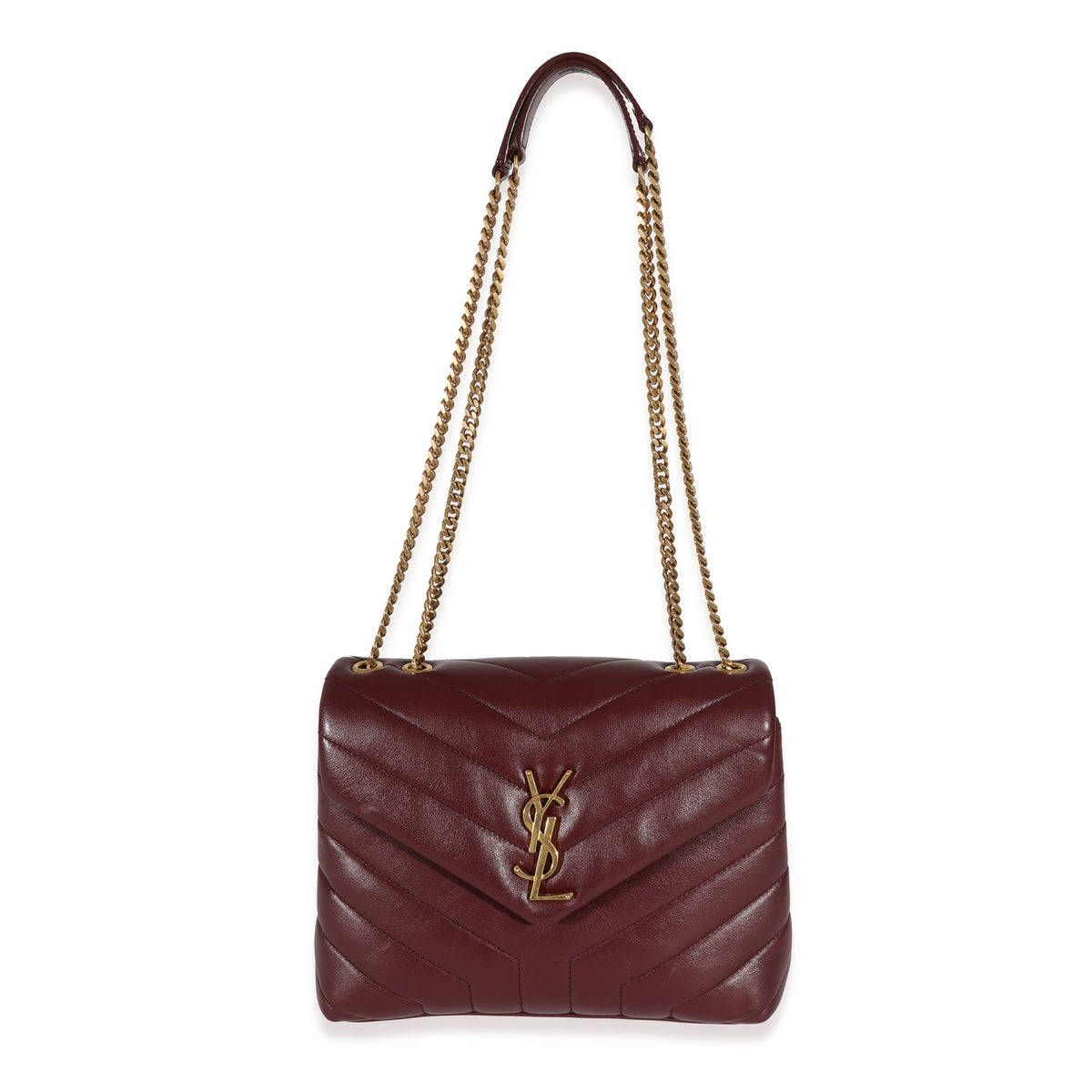 Saint Laurent Burgundy Calfskin Quilted Monogram Small Loulou Bag