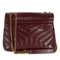 Saint Laurent Burgundy Calfskin Quilted Monogram Small Loulou Bag