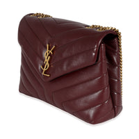 Saint Laurent Burgundy Calfskin Quilted Monogram Small Loulou Bag