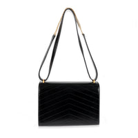 Chanel Black Calfskin Chevron Medal Flap Bag