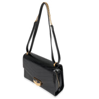 Chanel Black Calfskin Chevron Medal Flap Bag