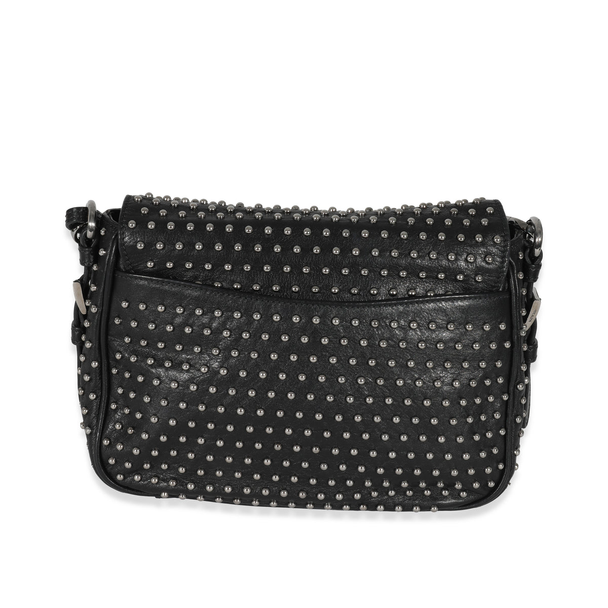 Prada Black Soft Calfskin Studded Flap Bag