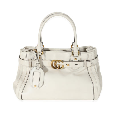 Gucci White Leather GG Running Tote