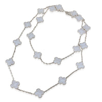 Van Cleef & Arpels Alhambra Chalcedony 20 Motif Necklace in 18k White Gold