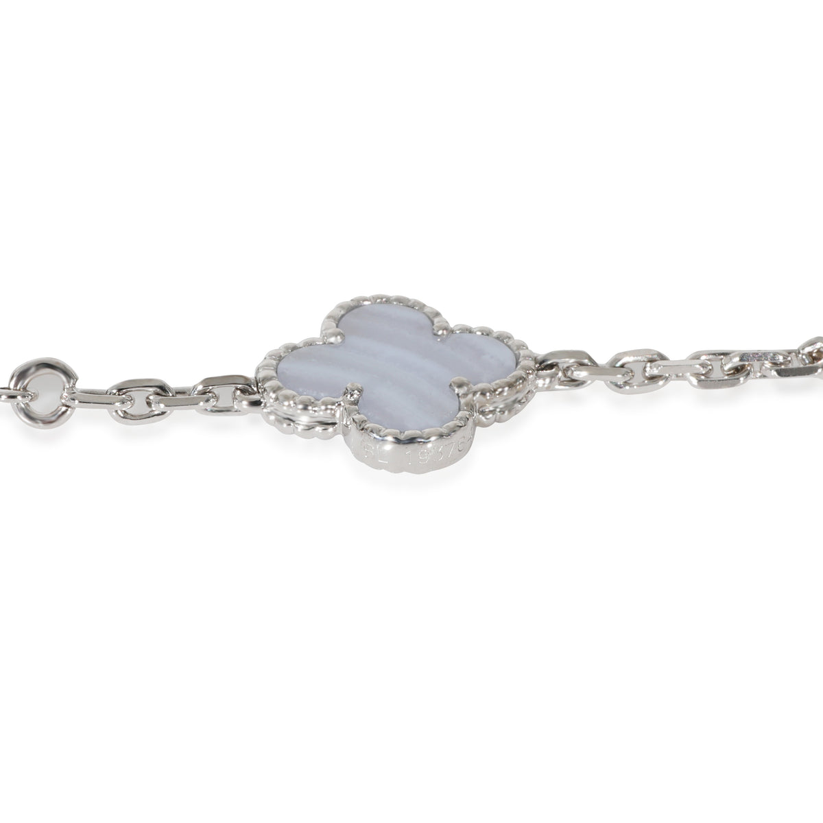 Van Cleef & Arpels Alhambra Chalcedony 20 Motif Necklace in 18k White Gold