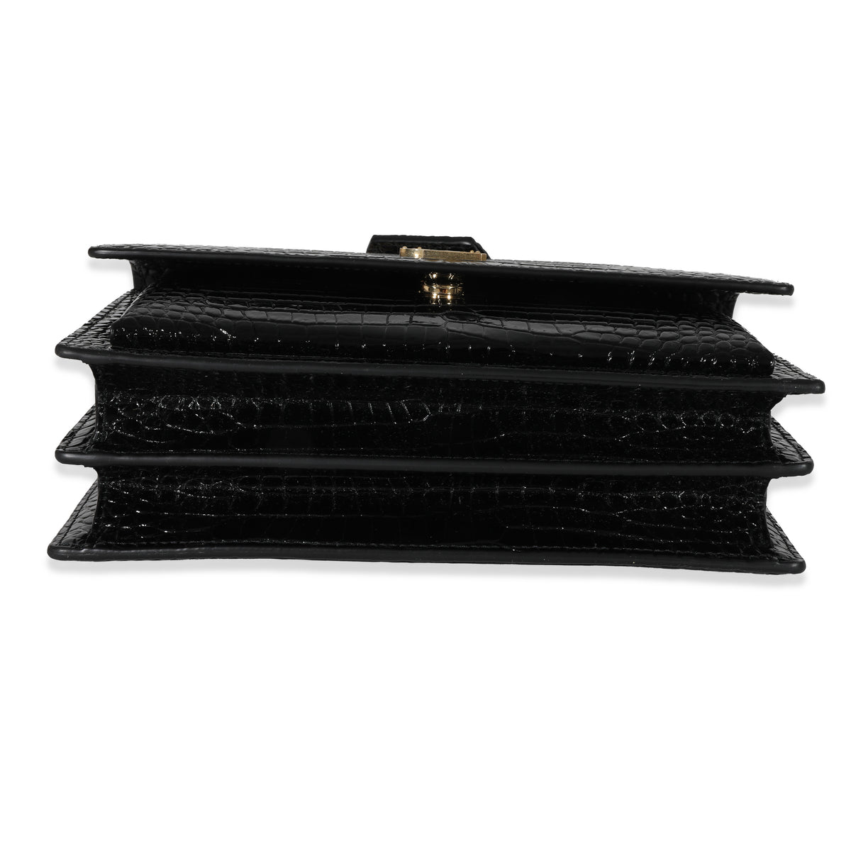 Saint Laurent Black Embossed Leather Medium Sunset Bag