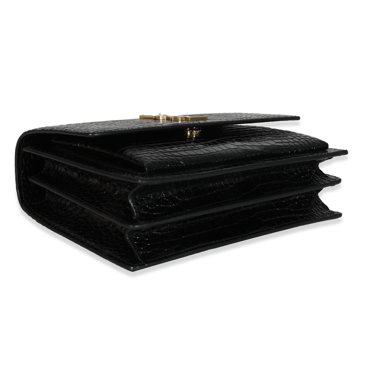 Saint Laurent Black Embossed Leather Medium Sunset Bag