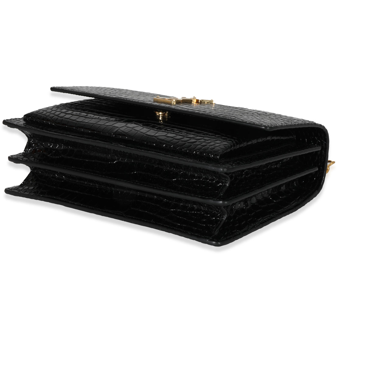 Saint Laurent Black Embossed Leather Medium Sunset Bag